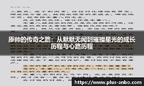 原帅的传奇之路：从默默无闻到璀璨星光的成长历程与心路历程